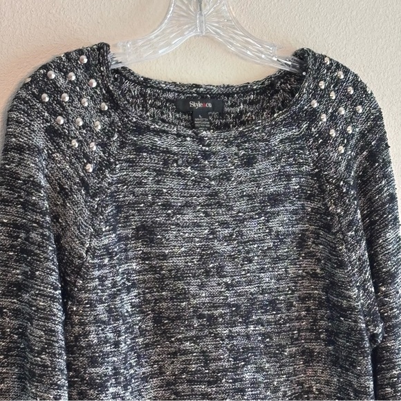 Style & Co Women's Black and White Knit Sweater Size Large Long Sleeve - Picture 2 of 9